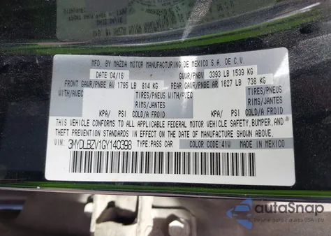 2016 Scion Ia z USA, uszkodzony, nr VIN 3MYDLBZV1GY140398